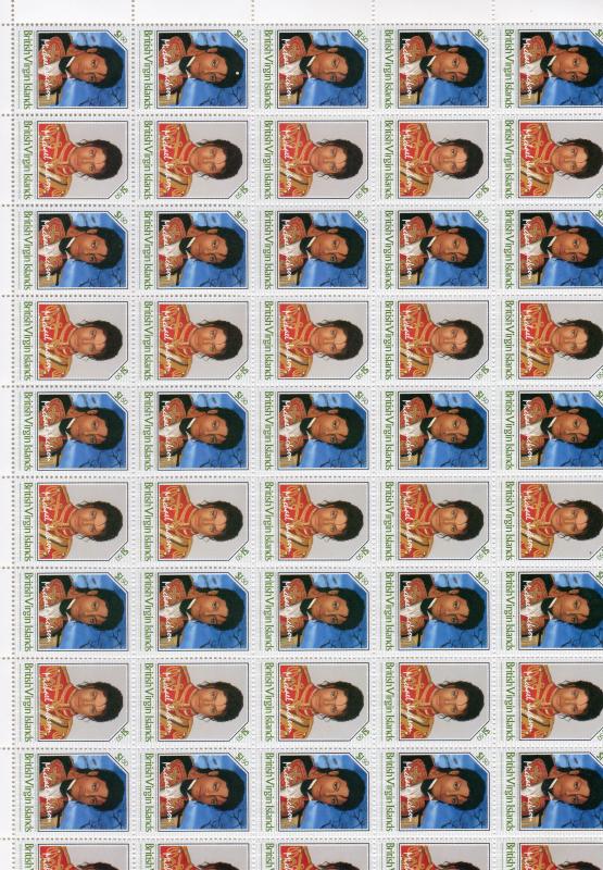 BRITISH VIRGIN ISLANDS 1986  Unissued Michael Jackson 2 Full Sheetlets 25 Pairs