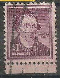 UNITED STATES, 1955, used $1, Patrick Henry, Scott 1052