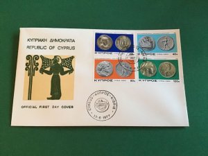 Cyprus First Day Cover Ancient Coins 1977 Stamp Cover R43087