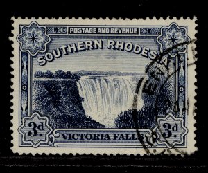 SOUTHERN RHODESIA GVI SG35b, 3d deep blue, FINE USED.