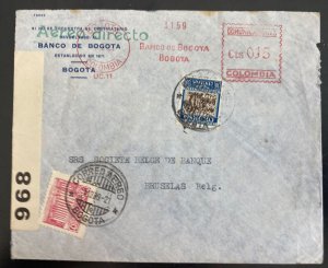 1939 Bogota Colombia Airmail Commercial Meter Cancel Cover To Bruxelles Belgium