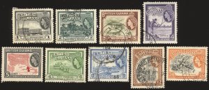 BRITISH GUIANA Sc 253-61 VF-USED-1954 Pictorial Set Thru 24¢-Sound-Well Centered