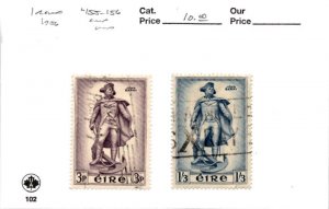 Ireland, Postage Stamp, #155-156 Used, 1956 Statue John Barry (AC)