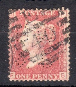 PENNY RED PLATE 199 WITH 'B W & S' PERFIN