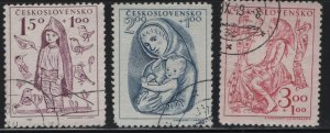 CZECHOSLOVAKIA, B163-B165, (3) SET, USED, 1948, Barefoot boy, mom and child, gir