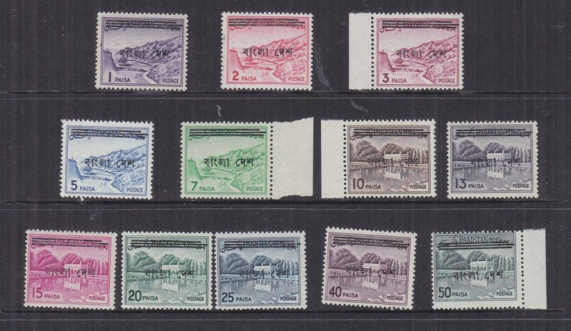 BANGLADESH, 1971 Bengali Machine overprint set of 12 to 50p., mnh.