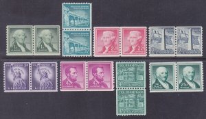 US 1054-59A MNH 1954-80 Liberty Coil Pairs Complete Set of 8 Pairs