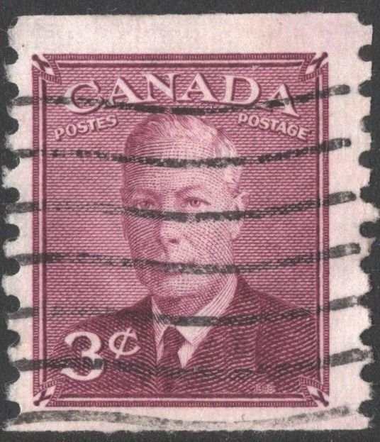 SC#299 3¢ King George VI: Wilding Photograph Coil Single (1950) Used