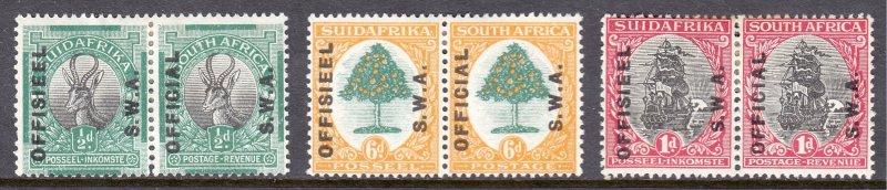 South West Africa - Scott #O9-O11 - MH - Rejoined perfs #O9 - SCV $5.10