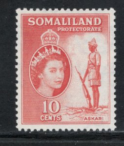 Somaliland 1953 Queen Elizabeth II & Askari Militiaman 10c Scott # 129 MH