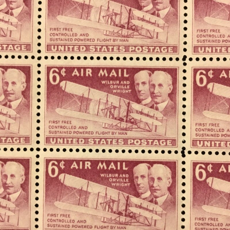 C45   Wright  Brothers Flight    MNH 6¢ sheet of 50   FV $3.00   1949