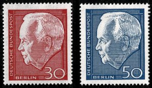 GERMANY BERLIN 1967 RE-ELECTION of LUBKE SET MINT (NH) SG B308-9 P.14 SUPERB