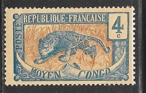Middle Congo 3: 4c Leopard, MH, F-VF