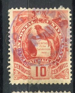 GUATEMALA; 1886 classic Quetzal Coat of Arms issue fine used 10c. value