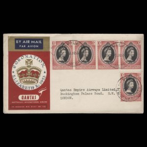 New Hebrides 1953 Coronation first day flight cover, VILA ––