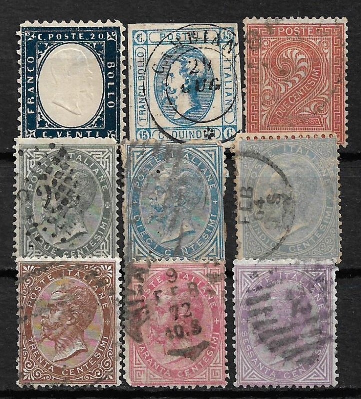 COLLECTION LOT OF 9 ITALY STAMPS 1862+ CV + $73