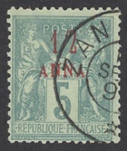 France-Offices in Zanzibar Sc# 1 Used (b) 1894-1896 ½a on 5c Overprint