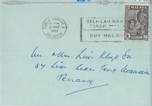 67383 - MALAYA Selangor - Postal History -   COVER  to PENANG 1962 - TIGERS