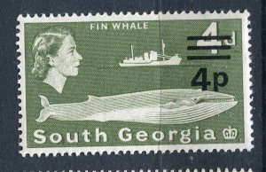 SOUTH GEORGIA; 1971 early QEII Fauna surcharged issue Mint hinged 4p. value