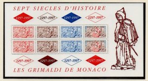 Monaco Sc 2026 1997 Grimaldi Dynasty Anniversary stamp sheet mint NH