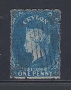 Ceylon SG 19 used 1861 1p light blue Queen Victoria, well centered, sound & F-VF