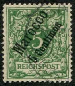 German Offices Morocco SC# 2 o/p 5 centines on Germany light cancel