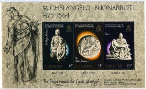 Gibraltar 326-328a booklet, MNH. Mi 334B-336B. Sculptures by Michelangelo 1975.