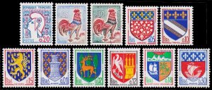 France Scott 985, 1024, 1024B, 1040-1042, 1091-1095 (1961-65) Mint/Used NH VF C