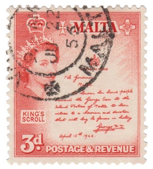 MALTA 1956-57 SCOTT # 252. USED. # 1