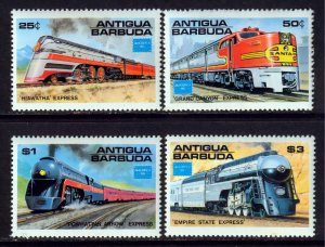 Antigua 1986 Sc#934/937 TRAINS-AMERIPEX '86 Set (4) MNH