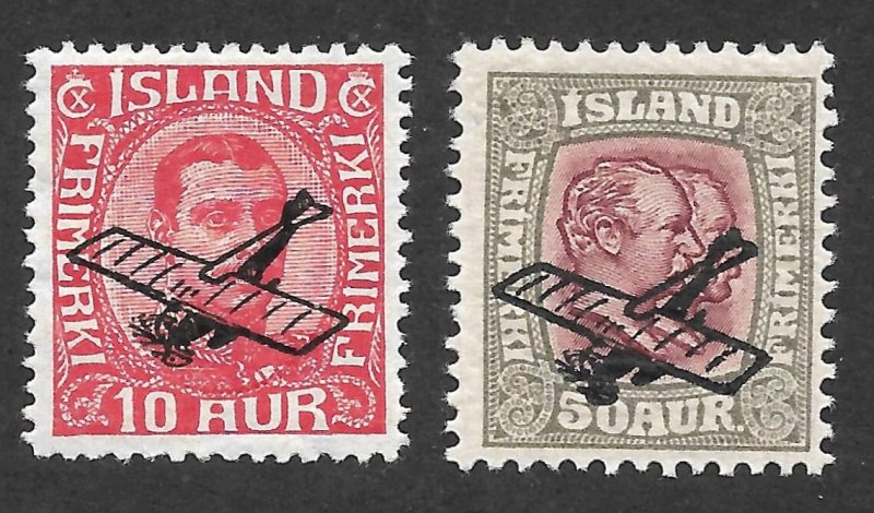 Doyle's_Stamps: MH Early Iceland Airmails Issues, Scott #C1* to #C2*