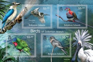 SOLOMON IS.- 2013 - Birds of the Solomons - Perf 4v Sheet - Mint Never Hinged