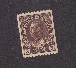 CANADA # 134 VF-MNH KGV 3cts BROWN COIL