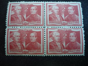 Stamps - Cuba - Scott# 394-395 - Mint Hinged Set of 2 Stamps in Blocks of 4