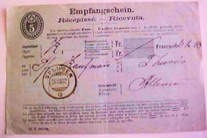 SWITZERLAND 1902 RECEIPT