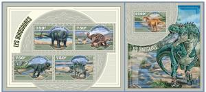 NIGER 2014 2 SHEETS nig14405ab DINOSAURS PREHISTORICS