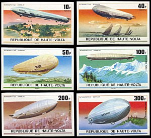 Upper Volta 395-397,C234-C236, MNH imperf., Zeppelin Retrospective