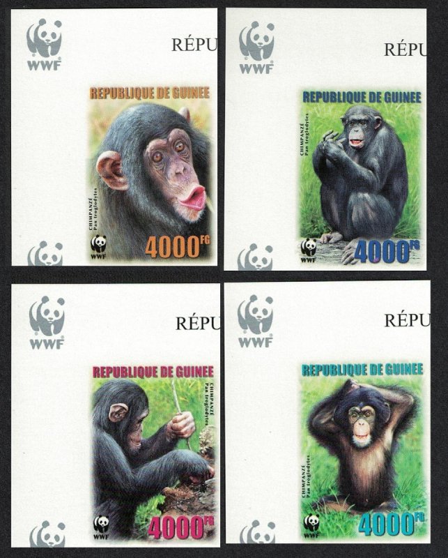 Guinea WWF Chimpanzee 4v Imperf Corners 2006 MNH MI#4222-4225