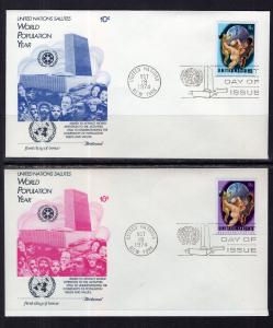 UN New York 252-253 Population Fleetwood Set of Two U/A FDCs