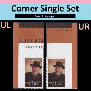 US 5555 Black Heritage August Wilson F corner single single set (2) MNH 2021