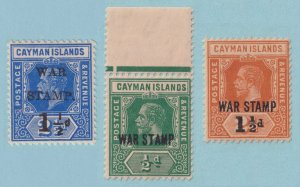 CAYMAN ISLANDS MR2, MR5 & MR6 WAR TAX  MINT NEVER HINGED OG ** VERY FINE! - P372