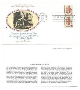 1593 11c Americana Freedom of the Press Fleetwood pair FDC