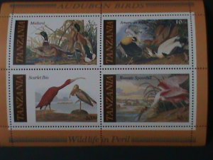 ​TANZANIA-1986-SC#309a ILLUSTRATIONS OF AMERICAN BIRDS BY AUDUBON MNH S/S VF