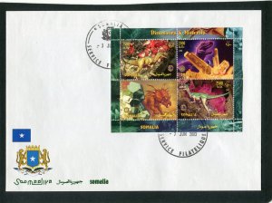 Somalia 2003 Dinosaurs Minerals LIONS ROTARY Emblem Sheet Perforated in FDC