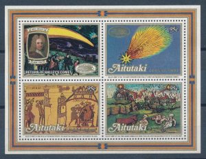 [116574] Aitutaki 1985 Space weltraum Halleys Comet Souvenir Sheet MNH