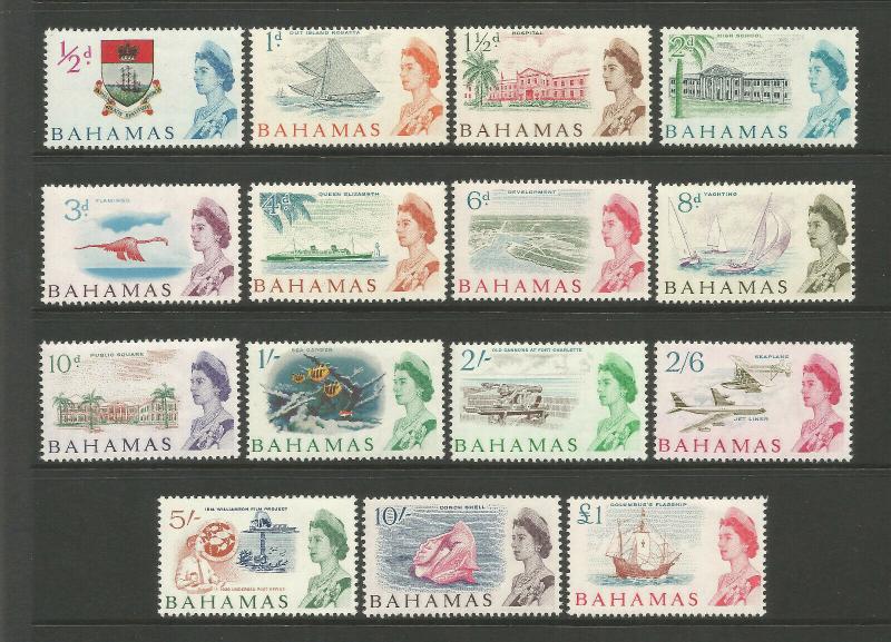 Bahamas 1965 Complete Set Of 15 Stamps to £1 MNH Cat Val £50 SG247-SG261