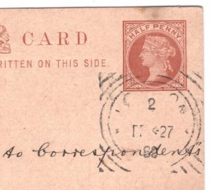 GB HOSTER MACHINE TRIAL Postal Stationery Card 1888 London {samwells} KA562