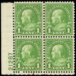 US #632 FRANKLIN MNH LL PLATE BLOCK #21287