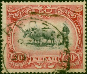 Kedah 1922 30c Black & Rose SG34 Fine Used