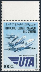 Comoro Isls C157,MNH.Mi 771. Air Transport Union UTA 50,1985. Aircraft 1935-1985